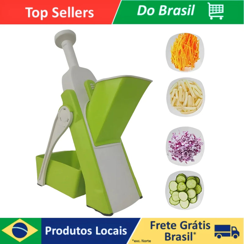 Multi Cortador Manual de Legumes e Verduras Fatiador 5 Funções Para Cortar Batata , Vegetais, Verduras e Frutas Inox