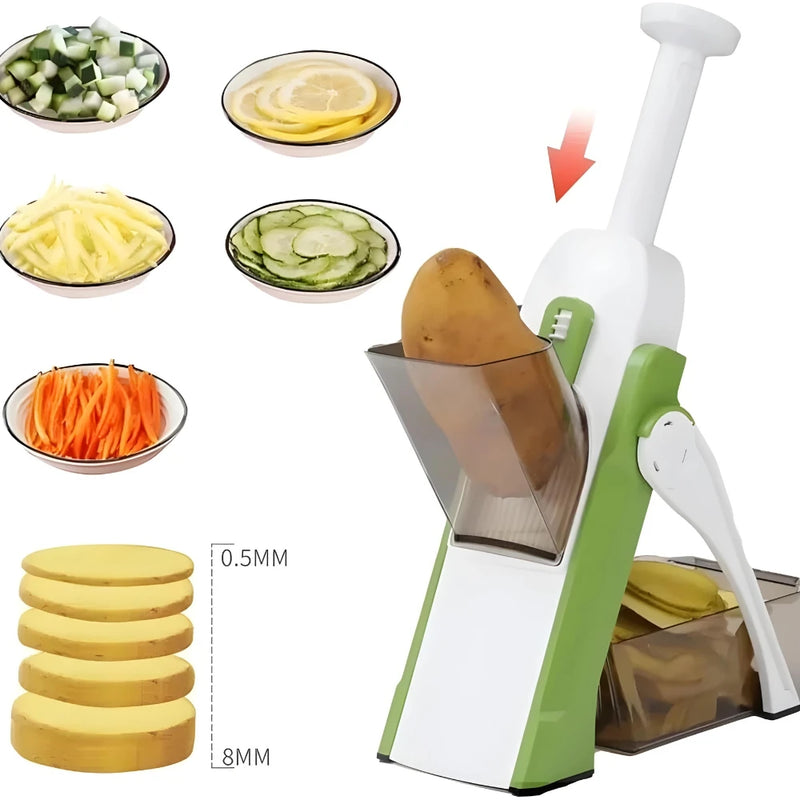 Multi Cortador Manual de Legumes e Verduras Fatiador 5 Funções Para Cortar Batata , Vegetais, Verduras e Frutas Inox