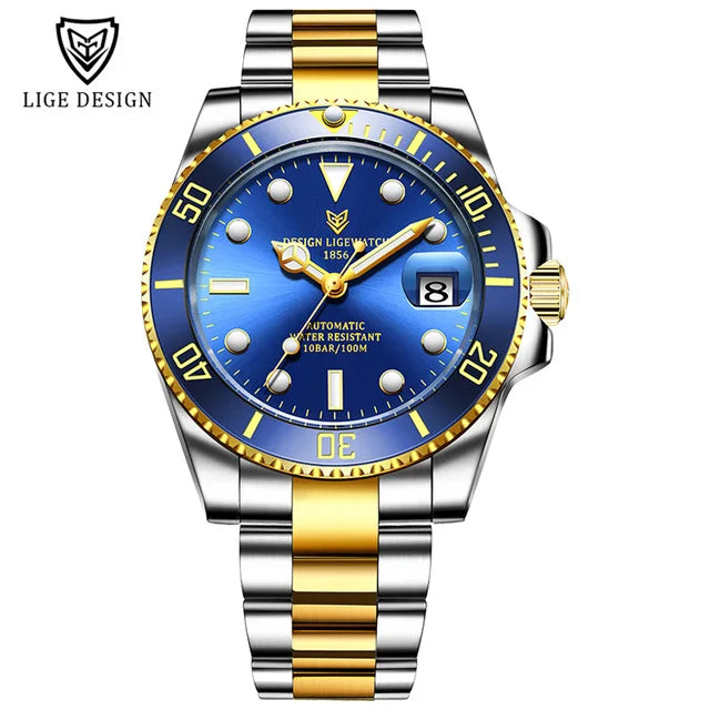 Lige novo relógio masculino automático mecânico tourbillon relógio de moda esporte mergulho relógio para homem à prova dwaterproof água luminosa